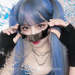 Blue long straight wig PL50622