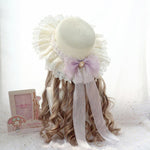 Lolita lace bow straw hat PL21188