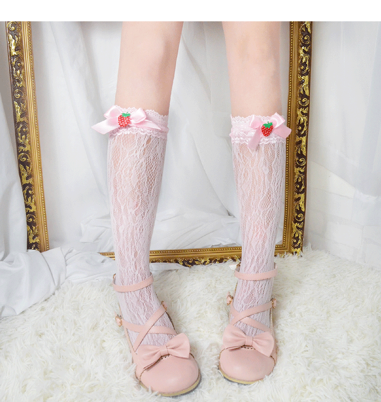 Japanese lace strawberry calf socks PL10145