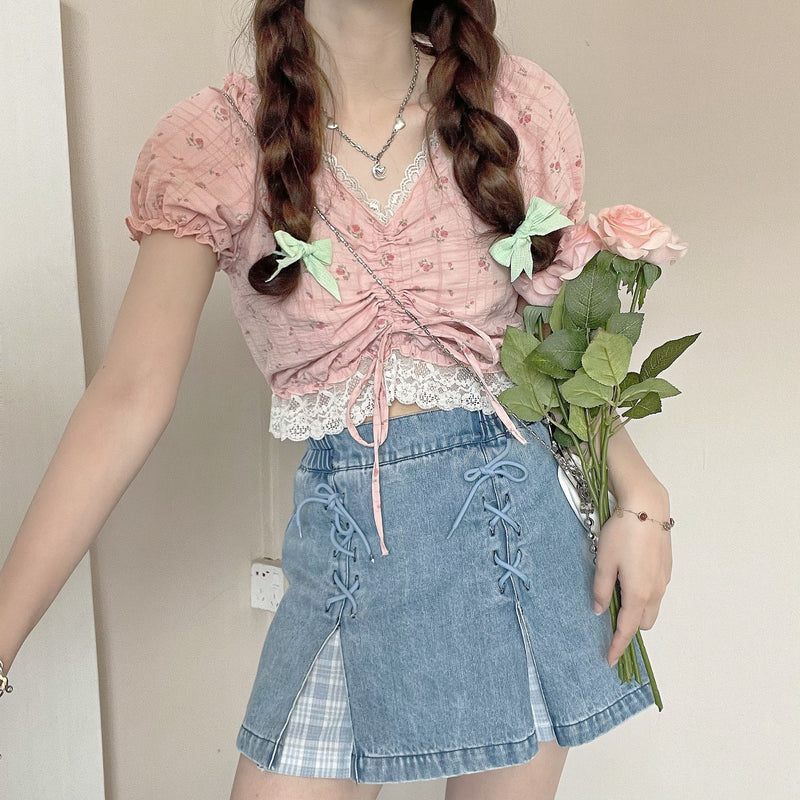 Harajuku Floral Drawstring Top PL51492