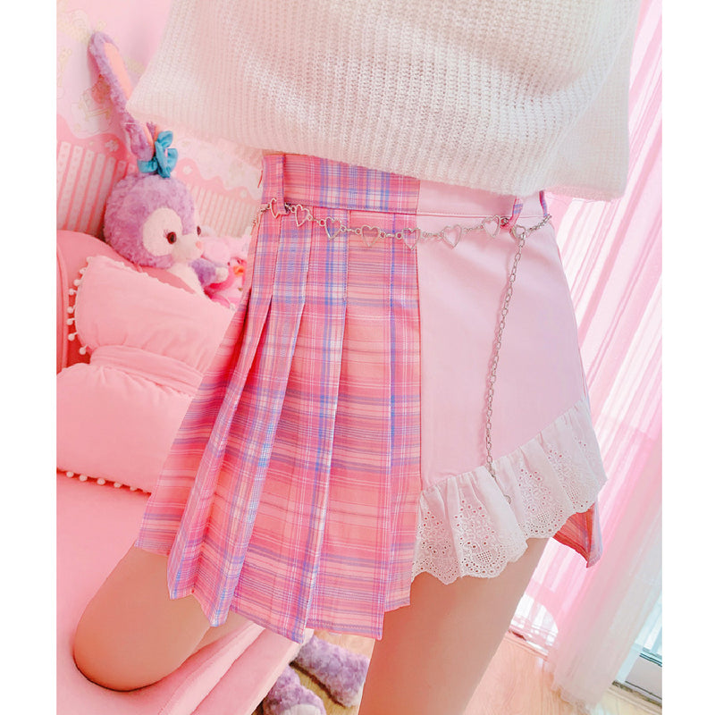 Cute pink pleated skirt PL50782