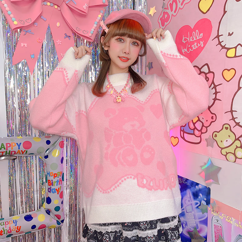 Harajuku bear print sweater  PL52715