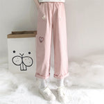 Cute bunny embroidered casual pants  PL52535