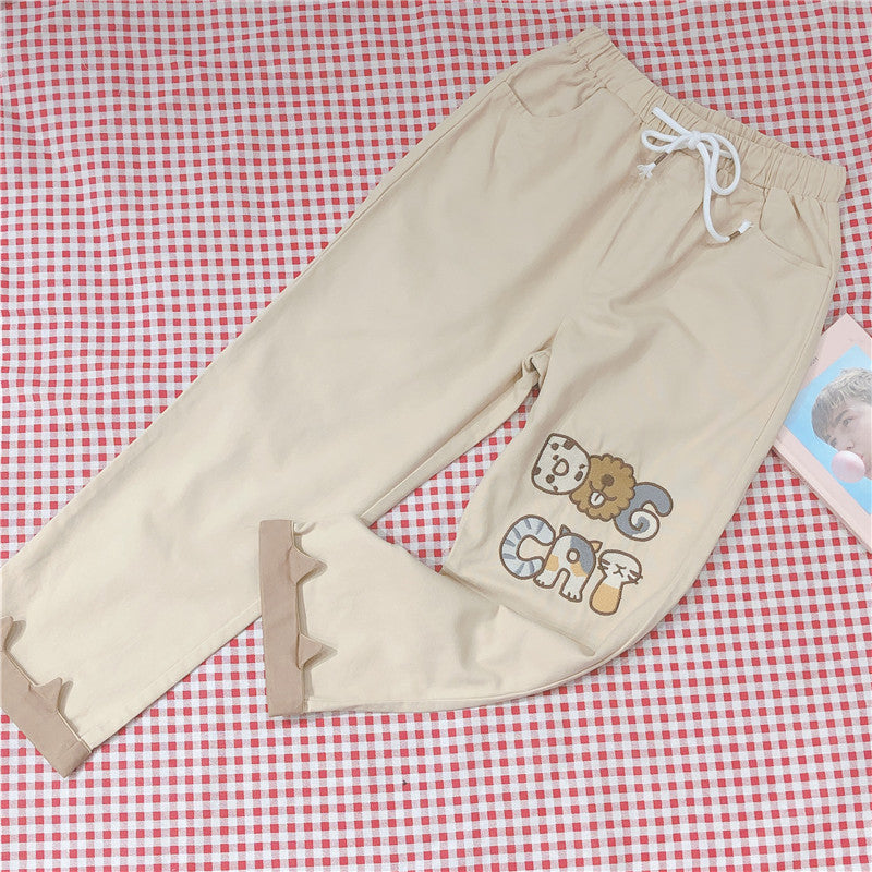 Embroidered elastic pants PL20640