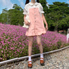 Cute girly white shirt + pink overalls  PL51418