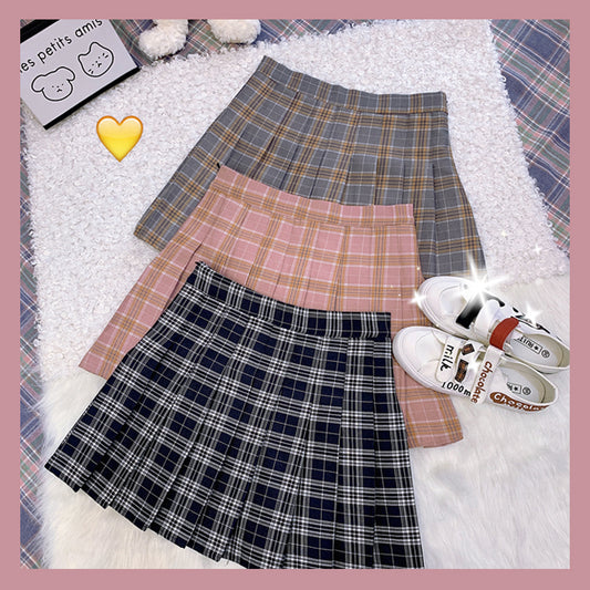 Sweet check pleated skirt PL50218