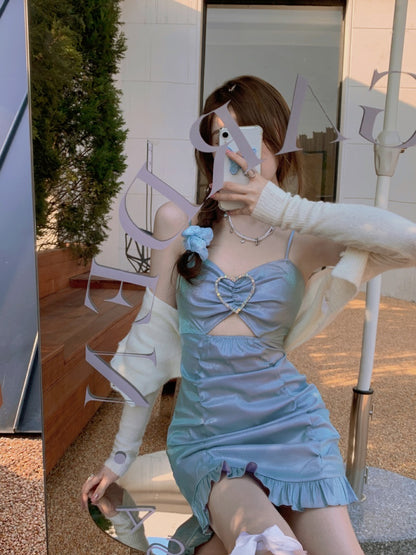 Sexy love blue suspender dress PL51680