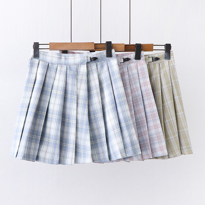 Plaid pleated skirt + tie PL50419