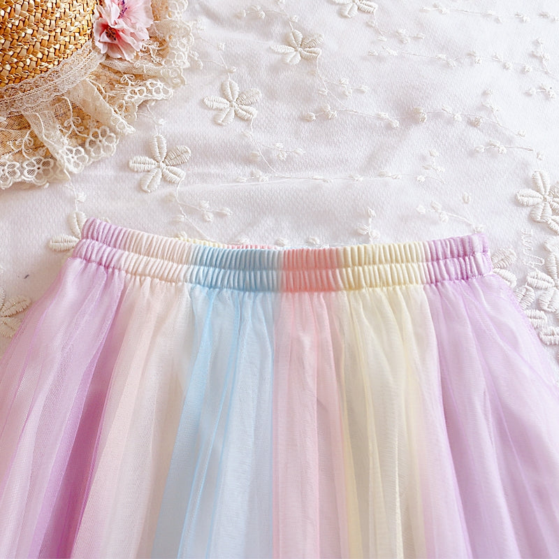 Rainbow mesh skirt PL21129