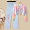 Rainbow knit cardigan + casual trousers PL51979