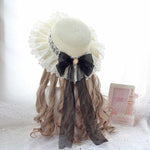 Lolita lace bow straw hat PL21188