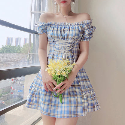 purple puff sleeve dress  PL52393