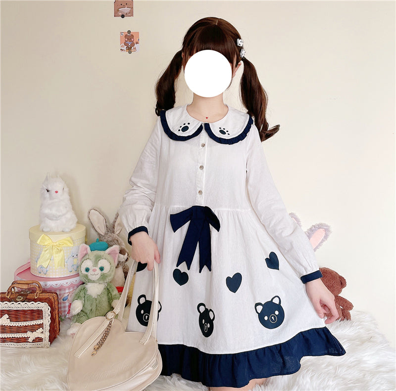 Cute bear print dress PL51175