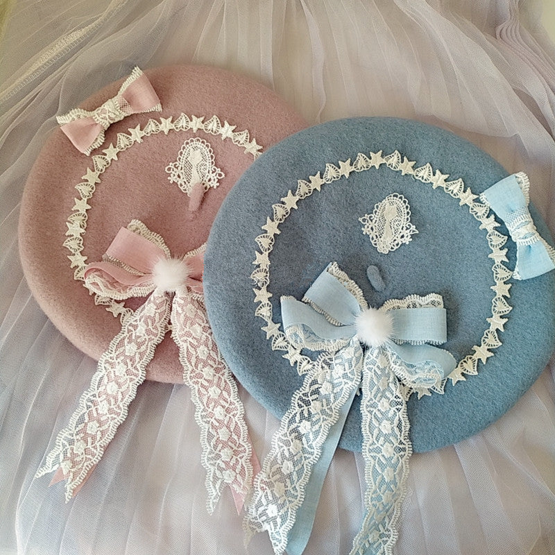 Lace Bowknot Beret PL50749