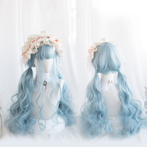 Lolita blue long curly hair wig PL51723