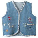 Cute Embroidered Denim Vest  PL52508