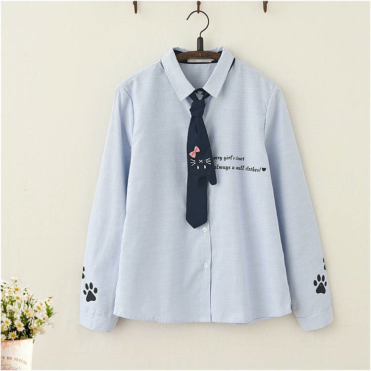 Cat tie long sleeve shirt PL20365