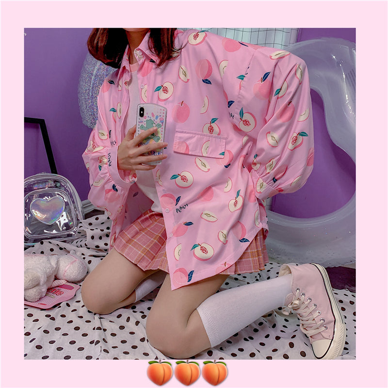 Peach print shirt PL21089