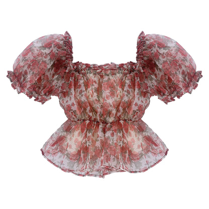 floral short-sleeved shirt  PL52394