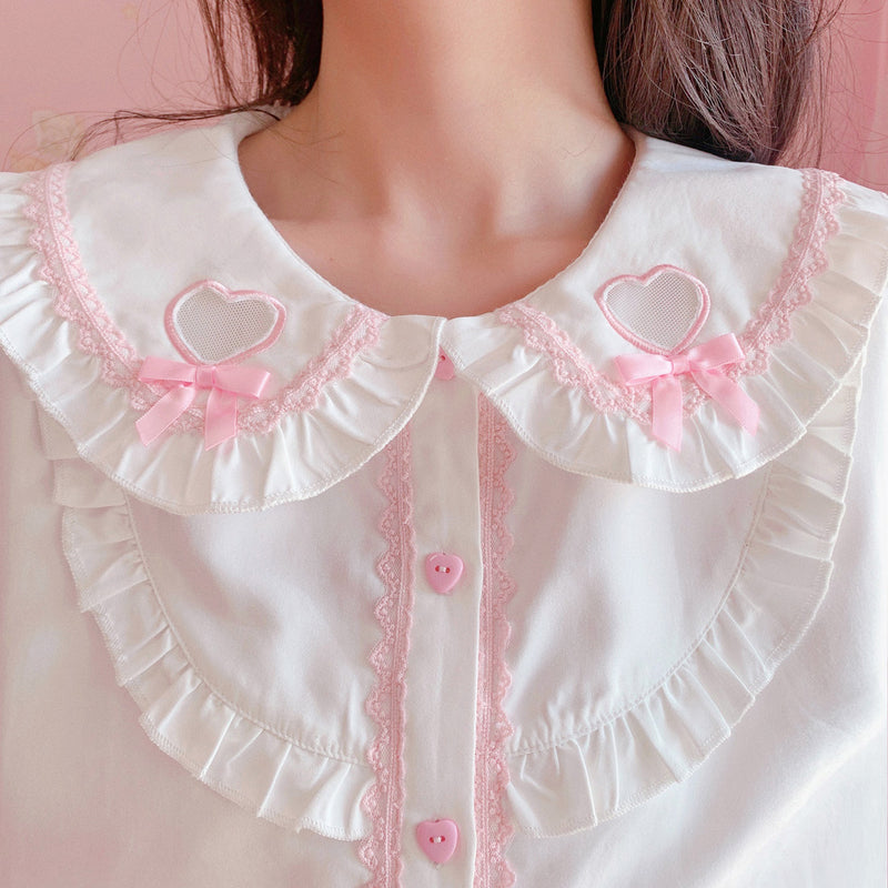 Love white long-sleeved shirt PL51955