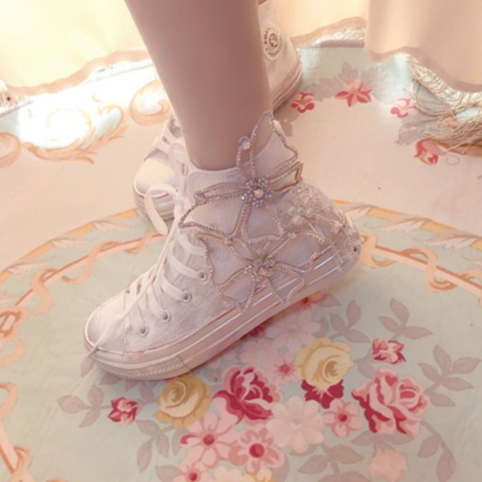 Lolita rhinestone high canvas shoes     PL20172