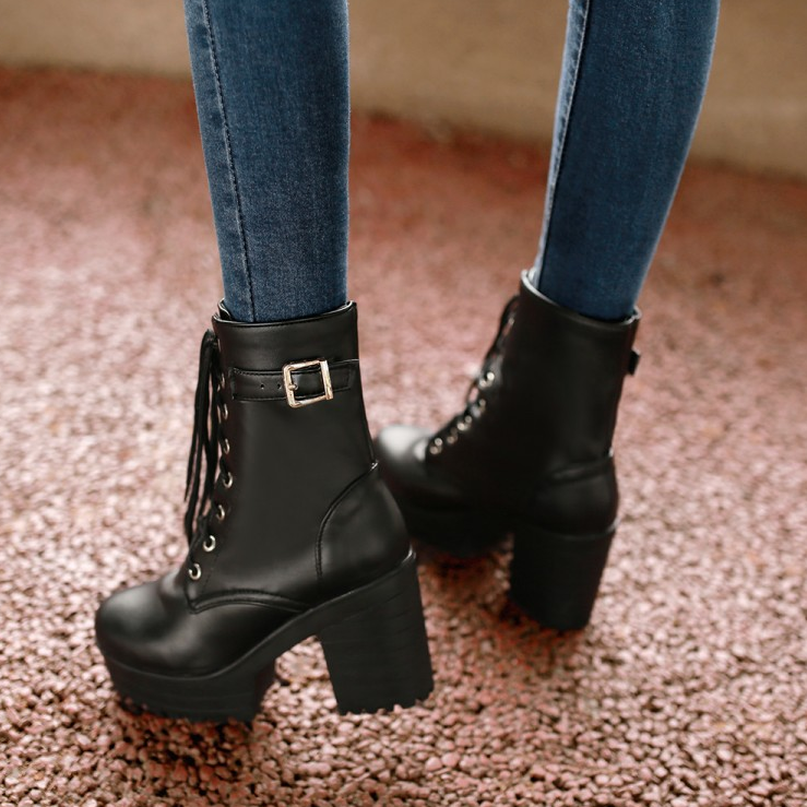 Winter plus velvet thick heel Martin boots PL20434