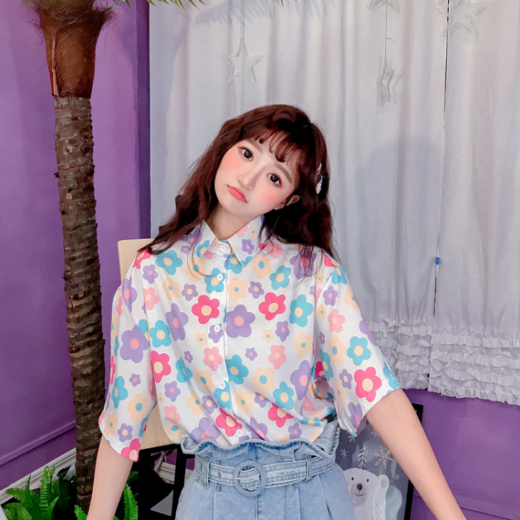 Loose flower shirt  PL20442