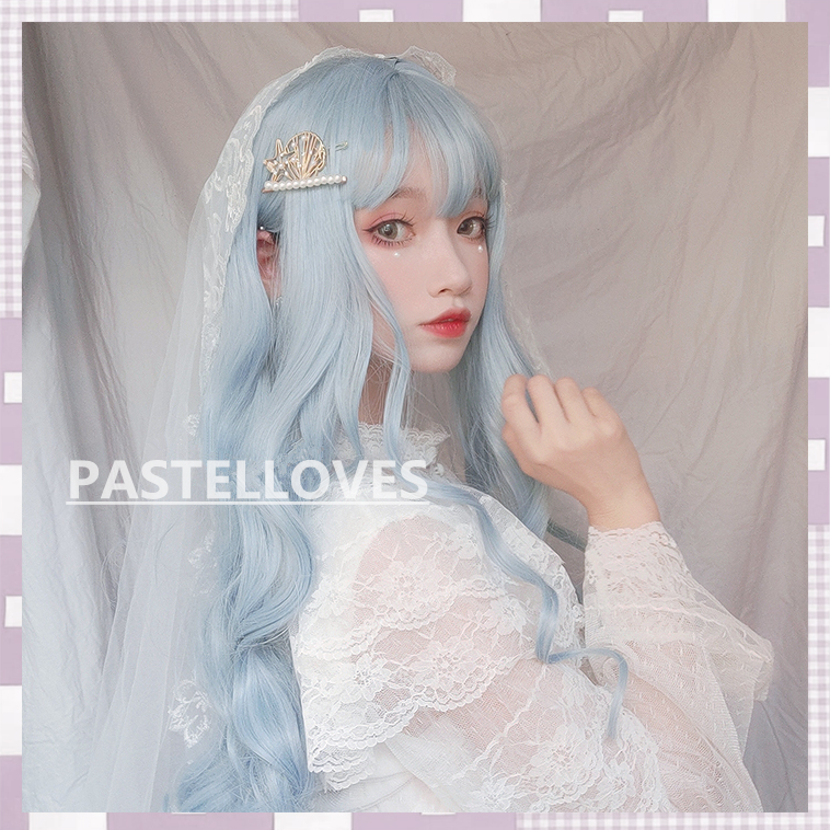 Blue Long Curly Wig PL50093