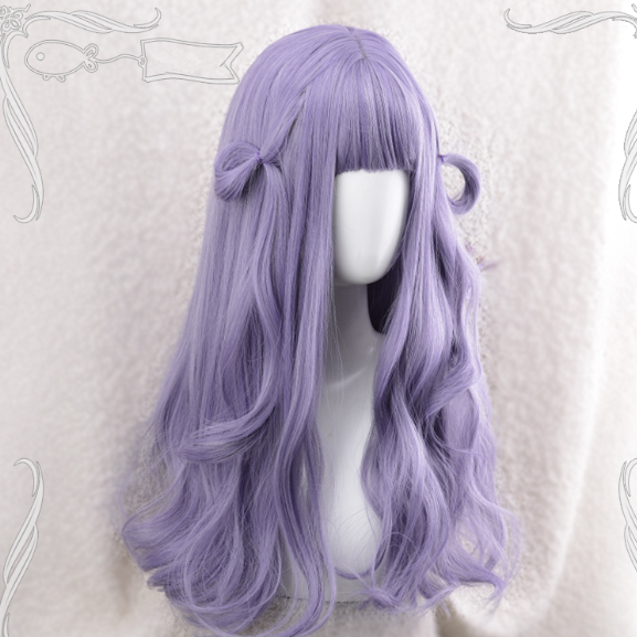 Long curly purple wig PL50198