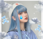 Harajuku water mist blue wig   PL50256