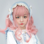 Cute pink long curly wig PL50321