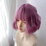 Purple short curly wig PL50504