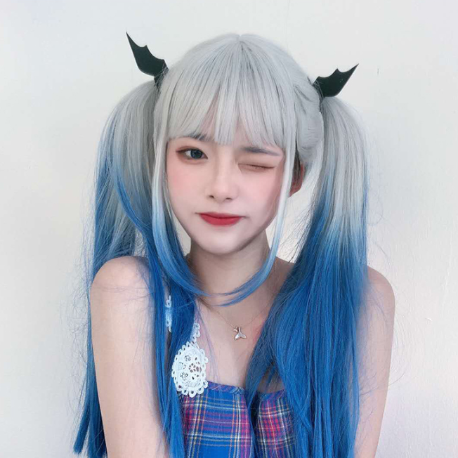 Blue and white gradient wig PL50798