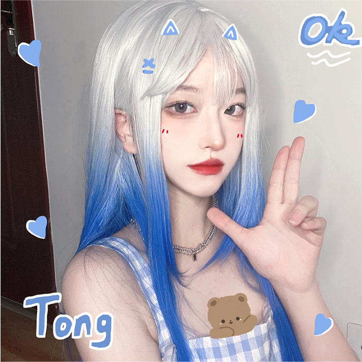 Blue and white gradient wig PL50798