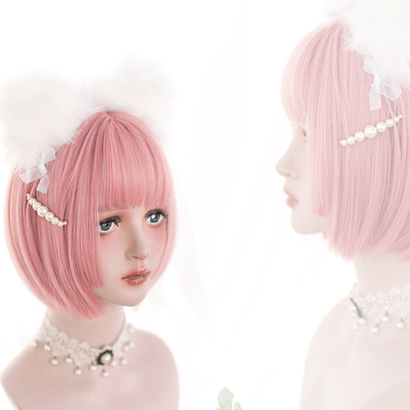 Cute pink short wig PL51094