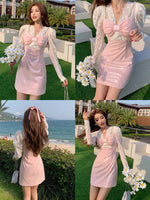 Pink pearl strap dress PL51383