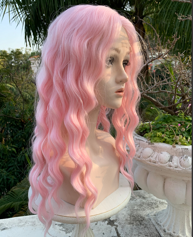 Pink Lace Long Curly Wig PL51936