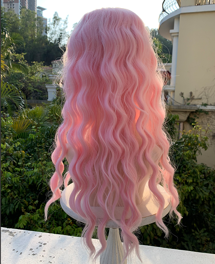 Pink Lace Long Curly Wig PL51936