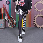 Black and white Skull Heads stitching pants PL20386