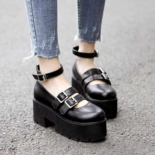 Harajuku style thick bottom leather shoes PL20680