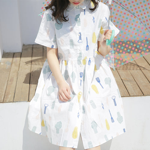 Harajuku Printed Loose Short Sleeve Dress PL51400