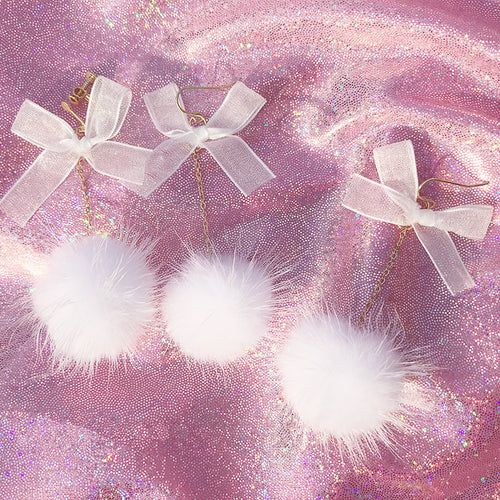 Bow hair ball earrings PL50898