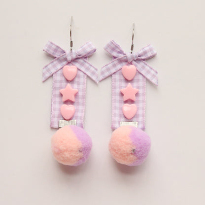 Lolita Two-color hair ball earrings     PL20132