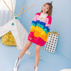 Winter rainbow colorblock cardigan sweater PL20822