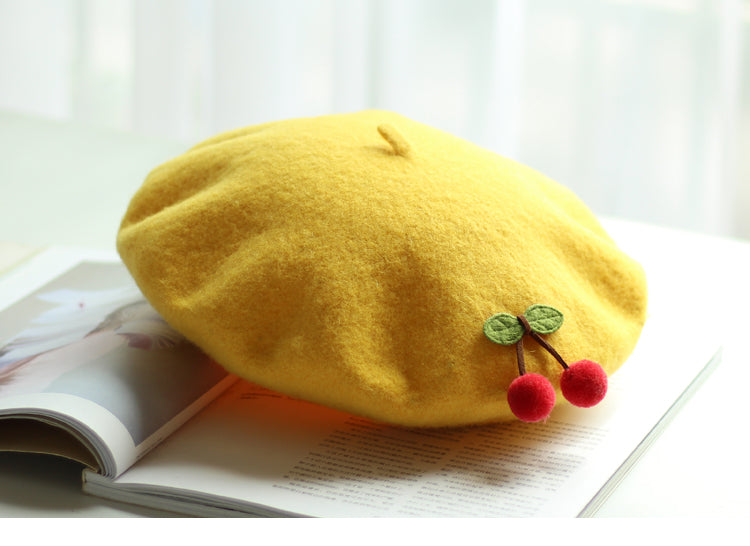 Wool cherry beret PL10194