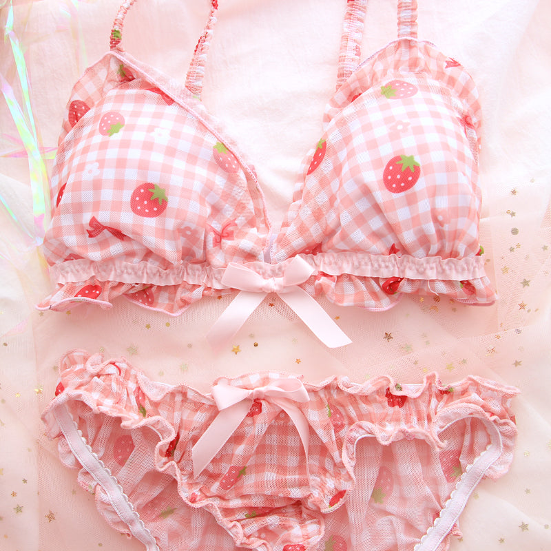 Strawberry Plaid Girl Underwear Set PL10257