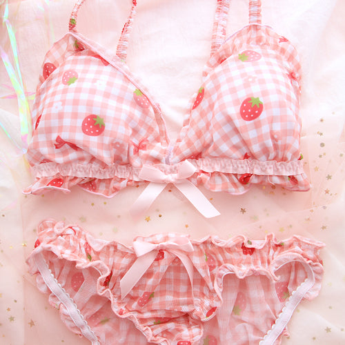 Strawberry Plaid Girl Underwear Set PL10257