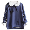 Lace-up cat loose plus velvet sweater + shirt PL20373