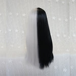 Black and white long straight wig PL50717