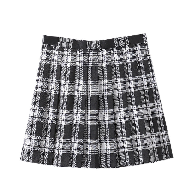 Black and white check pleated skirt PL50206